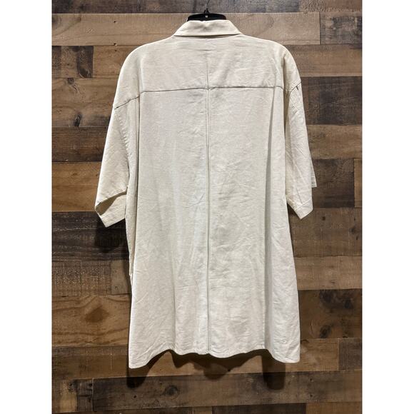 GACHU Short-Sleeve Button-Up Shirt-Ivory w/ Brown, Tan & White-Size XL - Picture 7 of 8